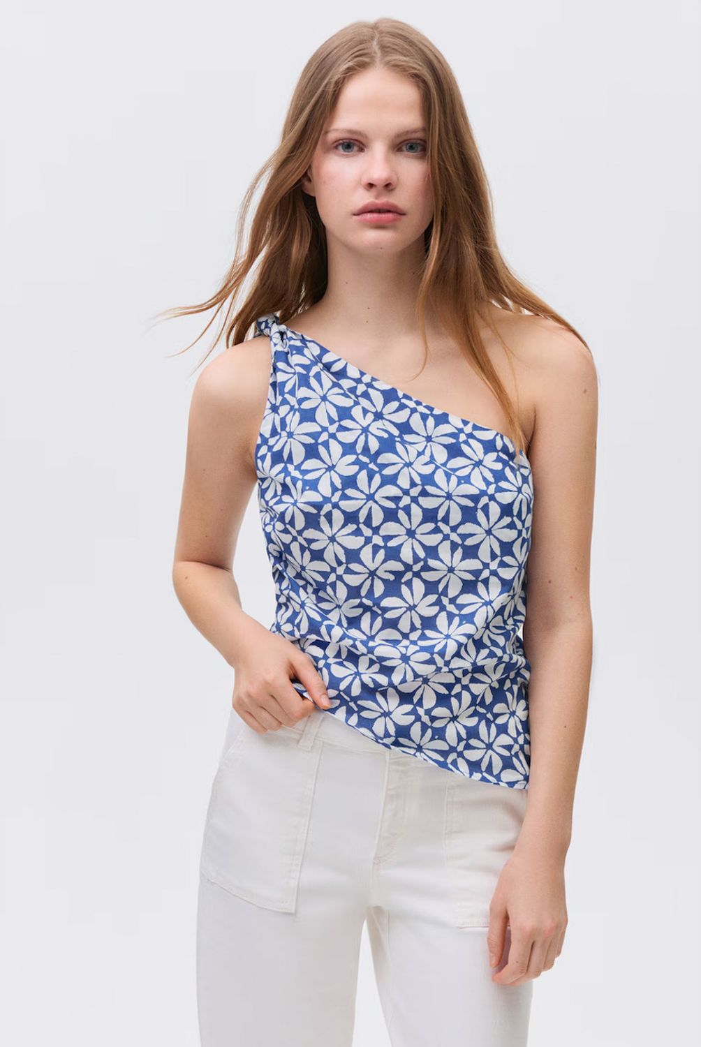 MANGO TEEN - Top Asimétrico Estampado Mujer Mango Teen