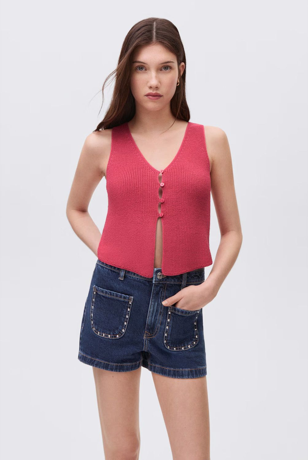 MANGO TEEN - Top Punto Botones Mujer Mango Teen
