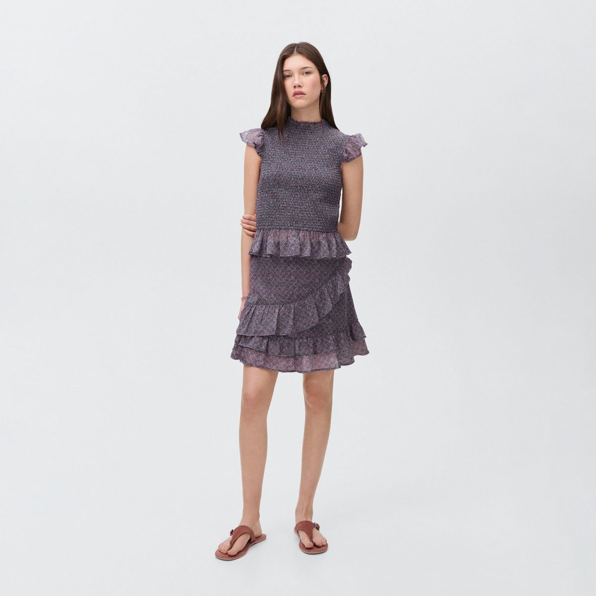 MANGO TEEN - Top Fruncido Volante Mujer Mango Teen