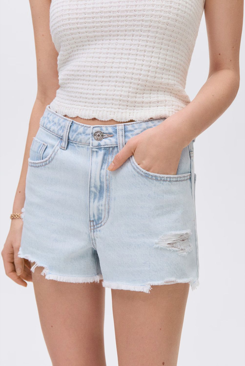 MANGO TEEN - Shorts Vaqueros Rotos Mujer Mango Teen