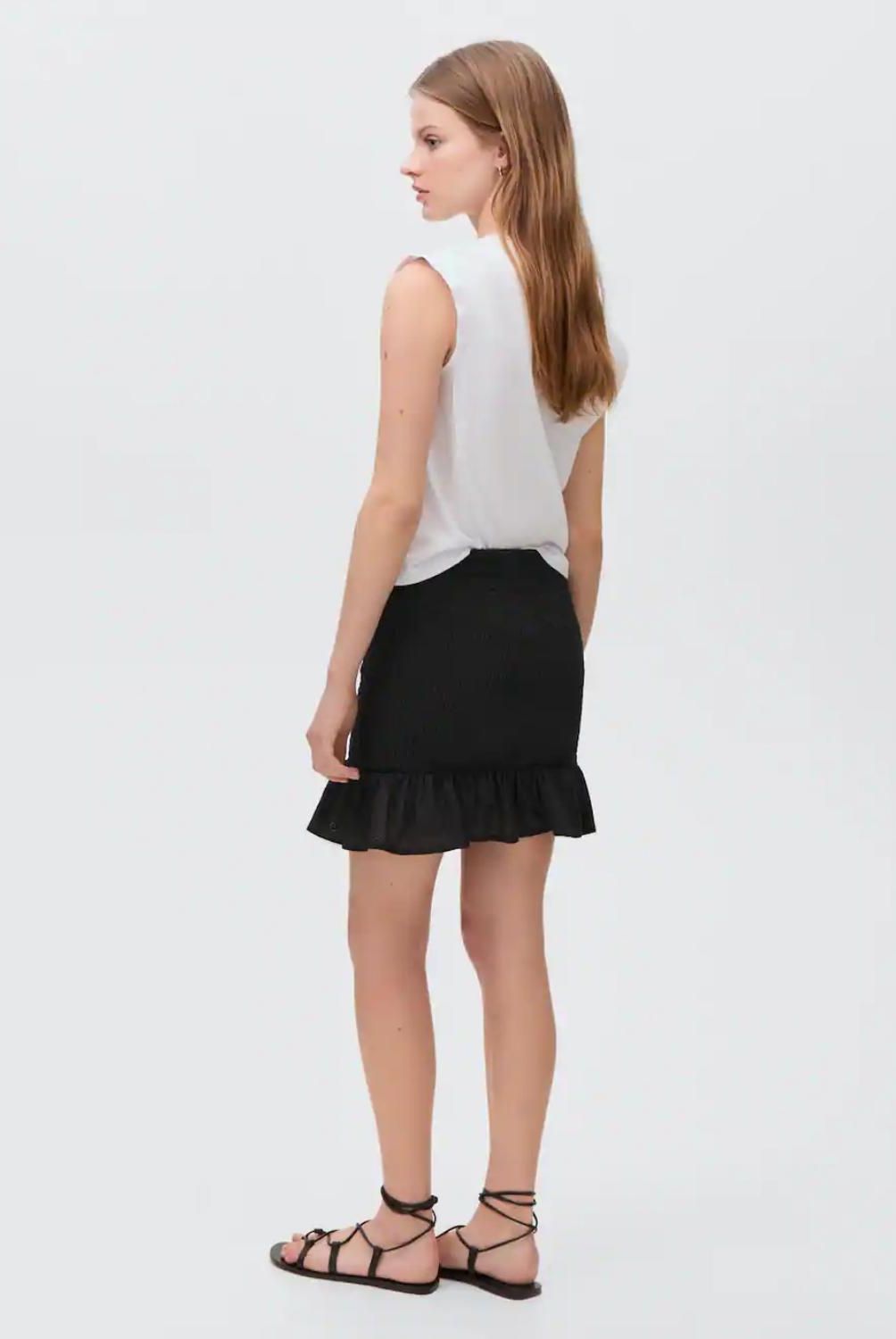 MANGO TEEN - Minifalda Fruncida Volante Mujer Mango Teen