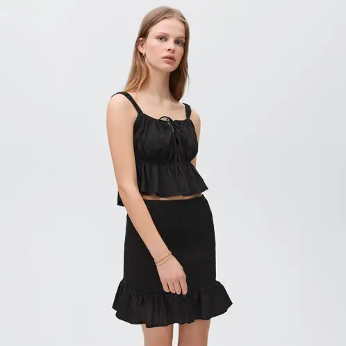 MANGO TEEN - Minifalda Fruncida Volante Mujer