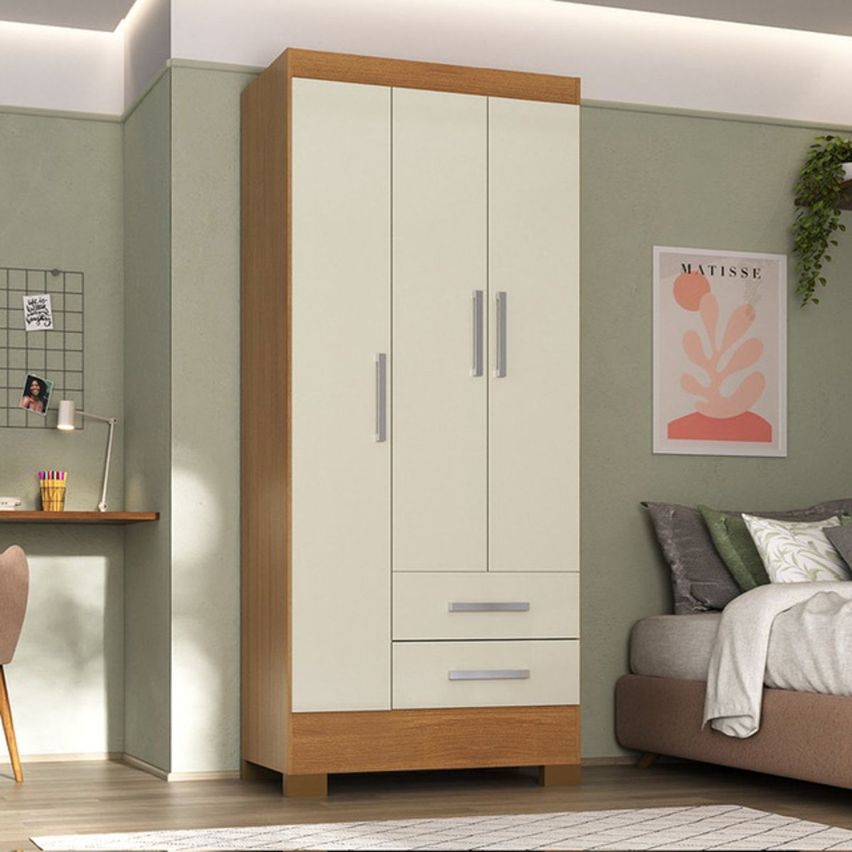 MOBILFRANK - Clóset 3 Puertas 2 Cajones 2 Colores Mobilfrank