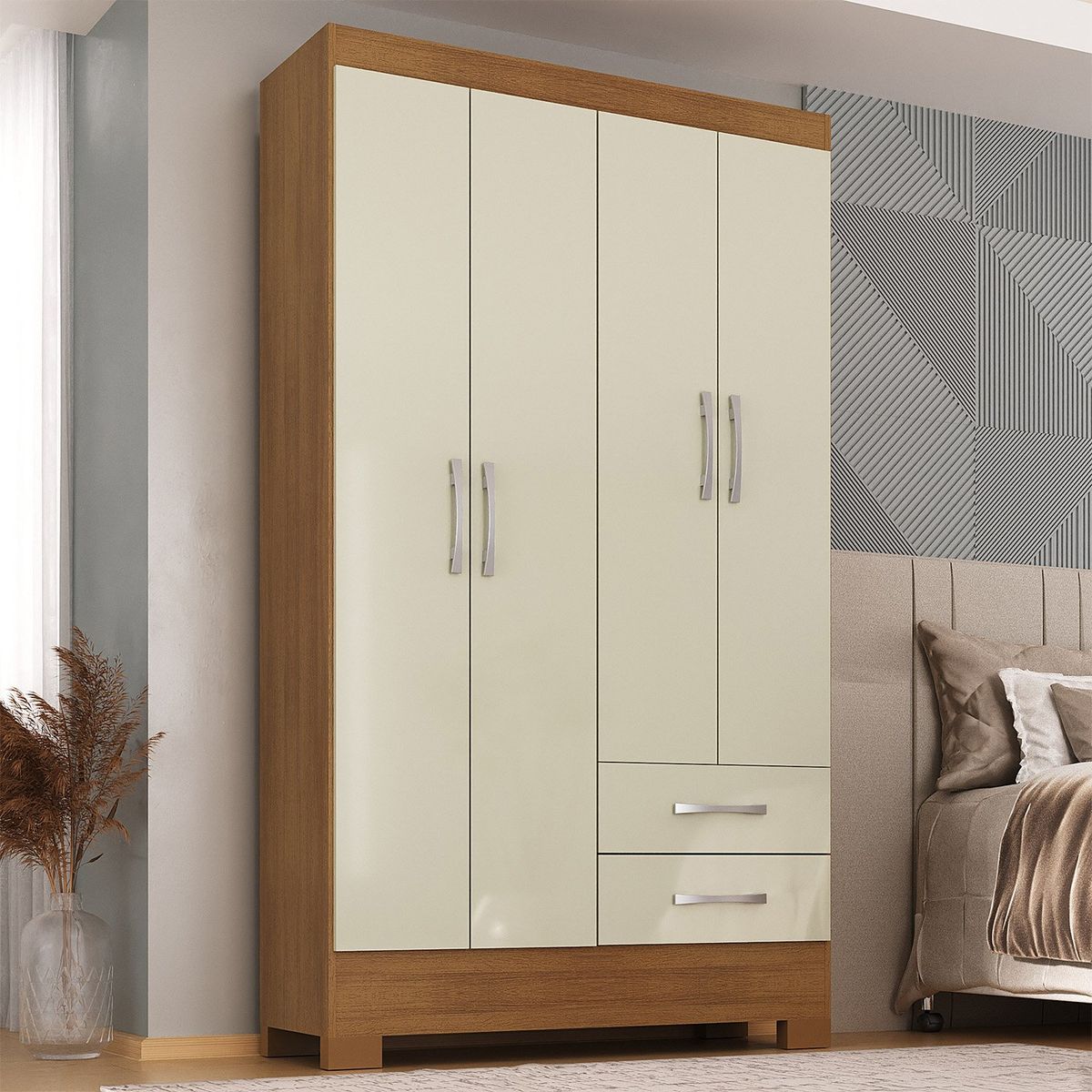 MOBILFRANK - Clóset 4 Puertas 2 Cajones 2 Colores Mobilfrank