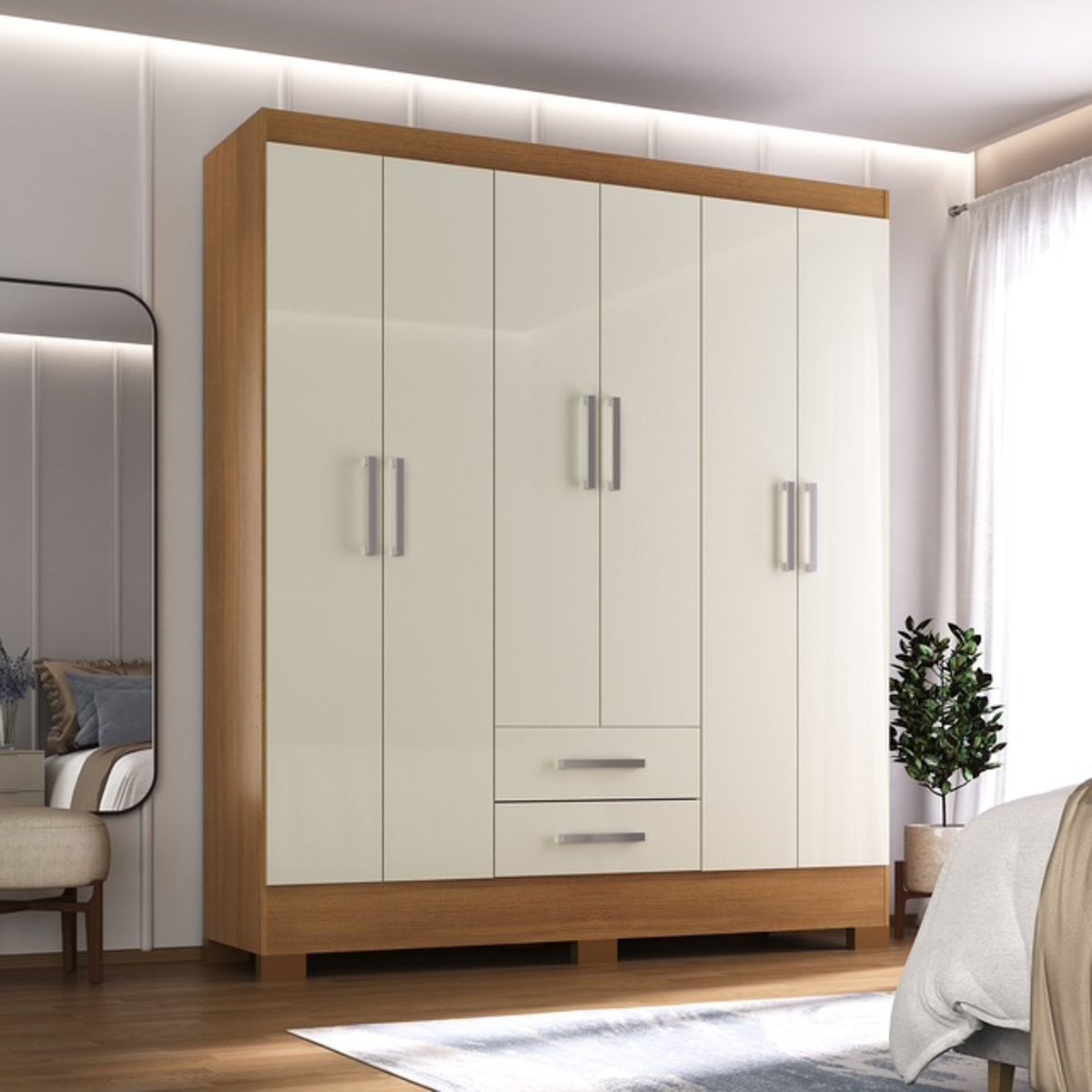 MOBILFRANK - Clóset 6 Puertas 2 Cajones 2 Colores Mobilfrank