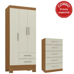 MOBILFRANK - Combo Clóset 3 Puertas Cómoda 5 Cajones