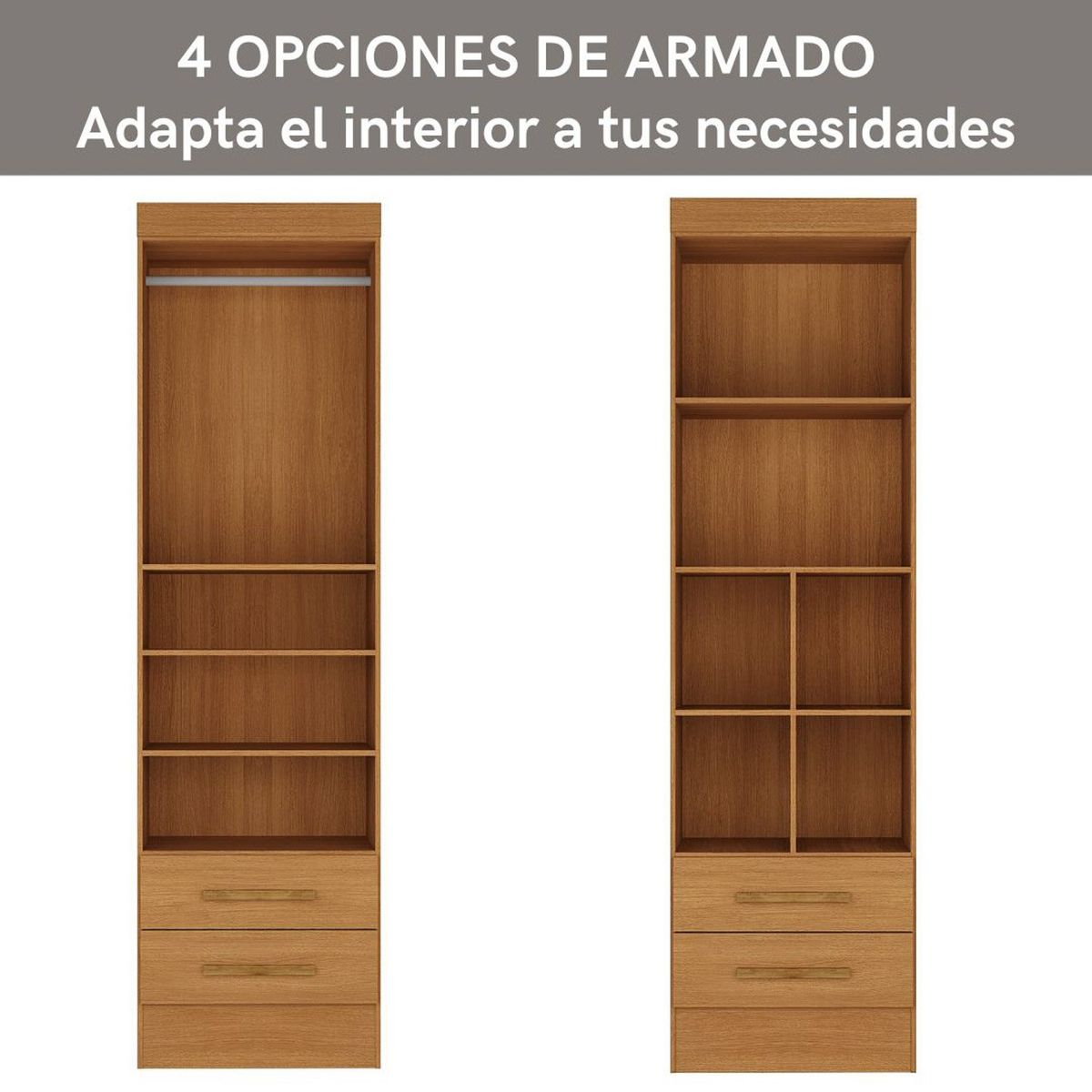 MOBILFRANK - Clóset 2 Puertas 2 Cajones Canela Mobilfrank