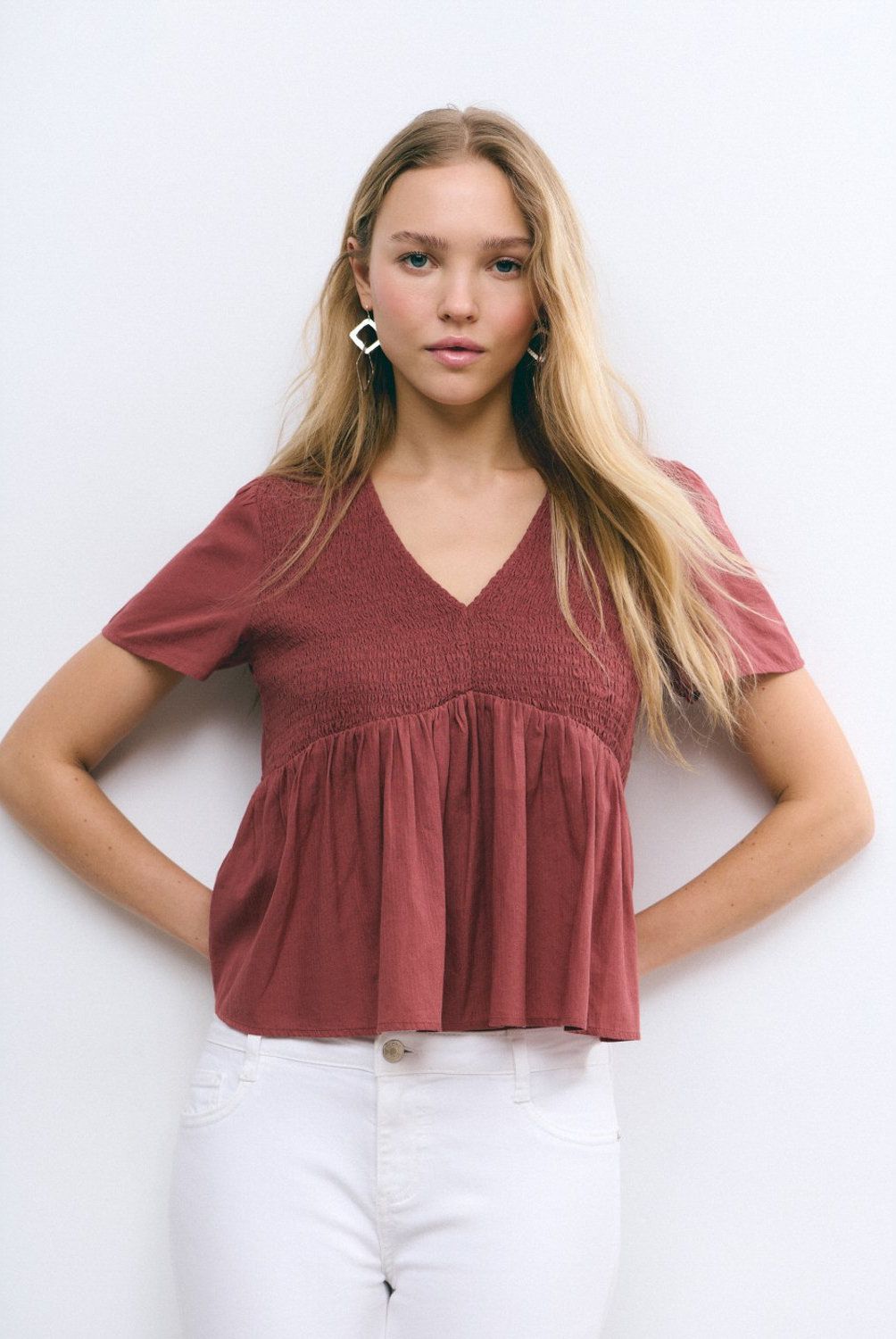 BROWNIE - Blusa Algodón Smock Pecho Mujer Brownie