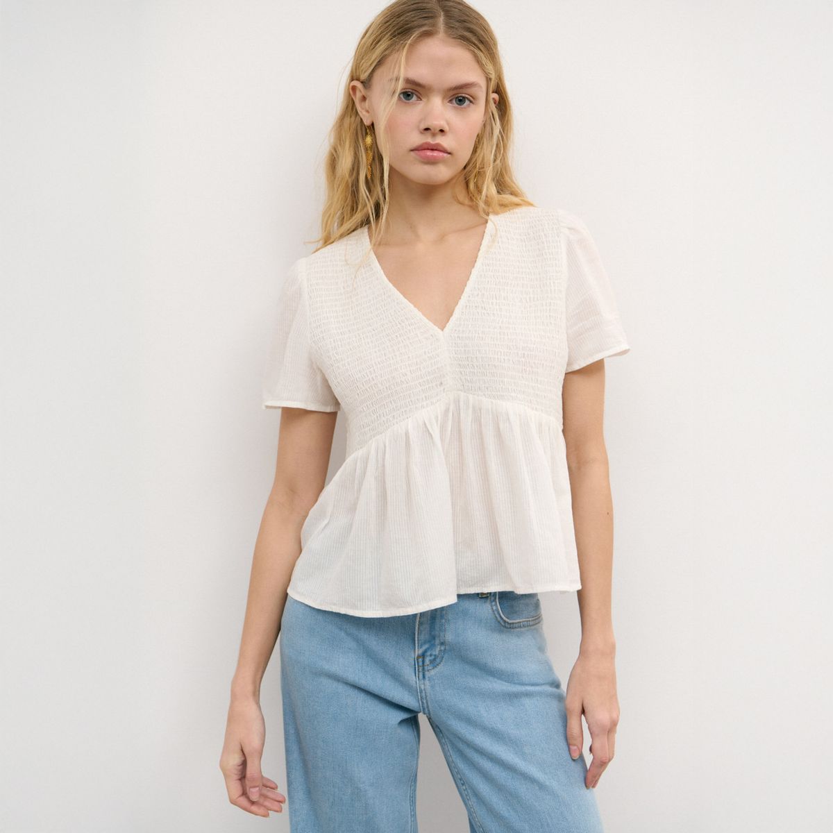 BROWNIE - Blusa Algodón Smock Pecho Mujer Brownie