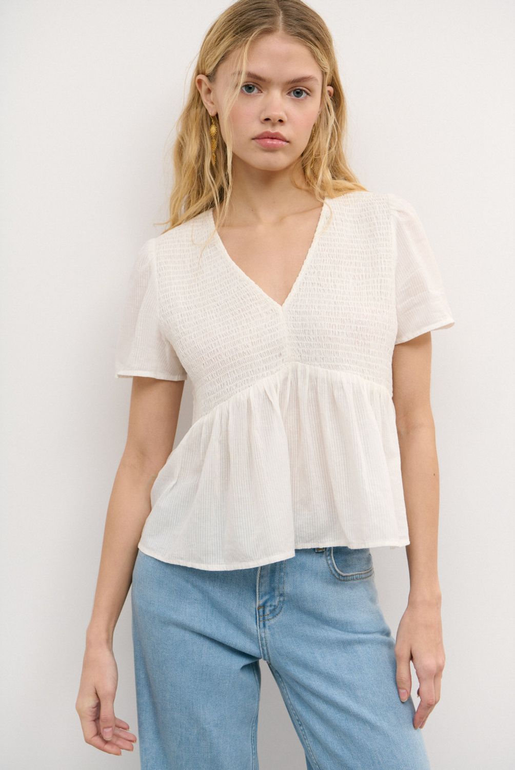 BROWNIE - Blusa Algodón Smock Pecho Mujer Brownie