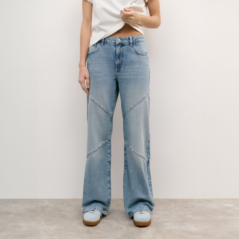 BROWNIE - Jeans Costuras Relaxed Tiro Bajo Mujer Brownie