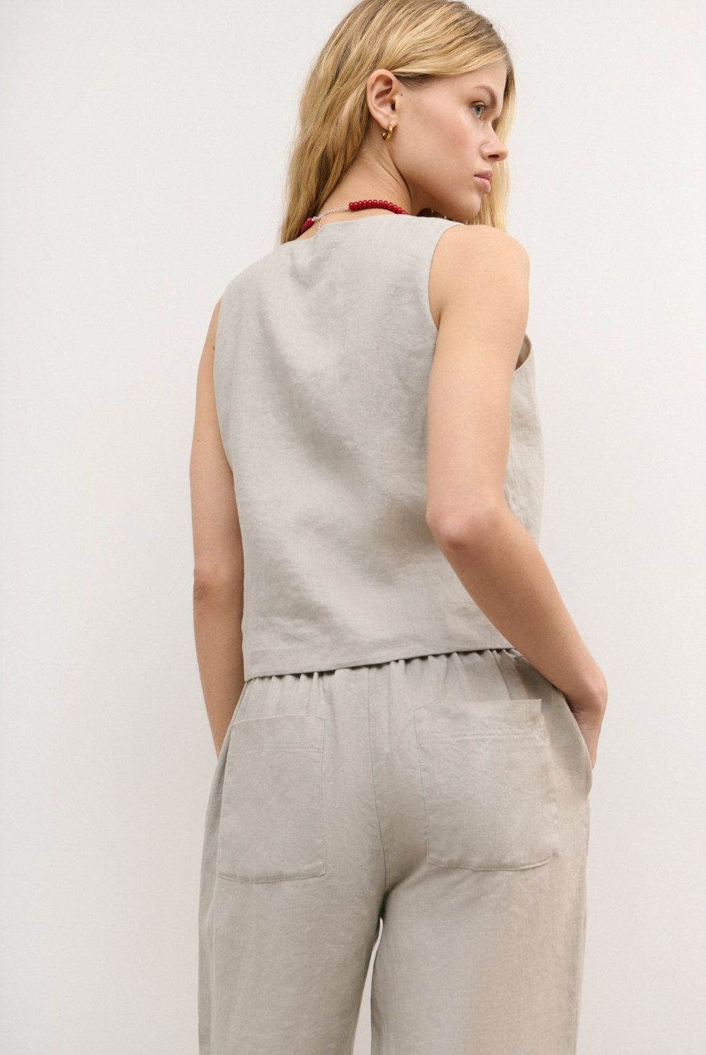 BROWNIE - Vest 100% Lino Lazos Mujer Brownie