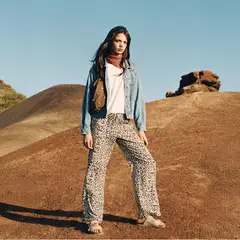 BROWNIE - Pantalón Fluido Estampado Leopardo Mujer