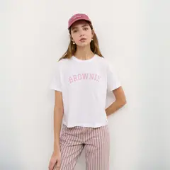 BROWNIE - Polera Texto Rosa Mujer