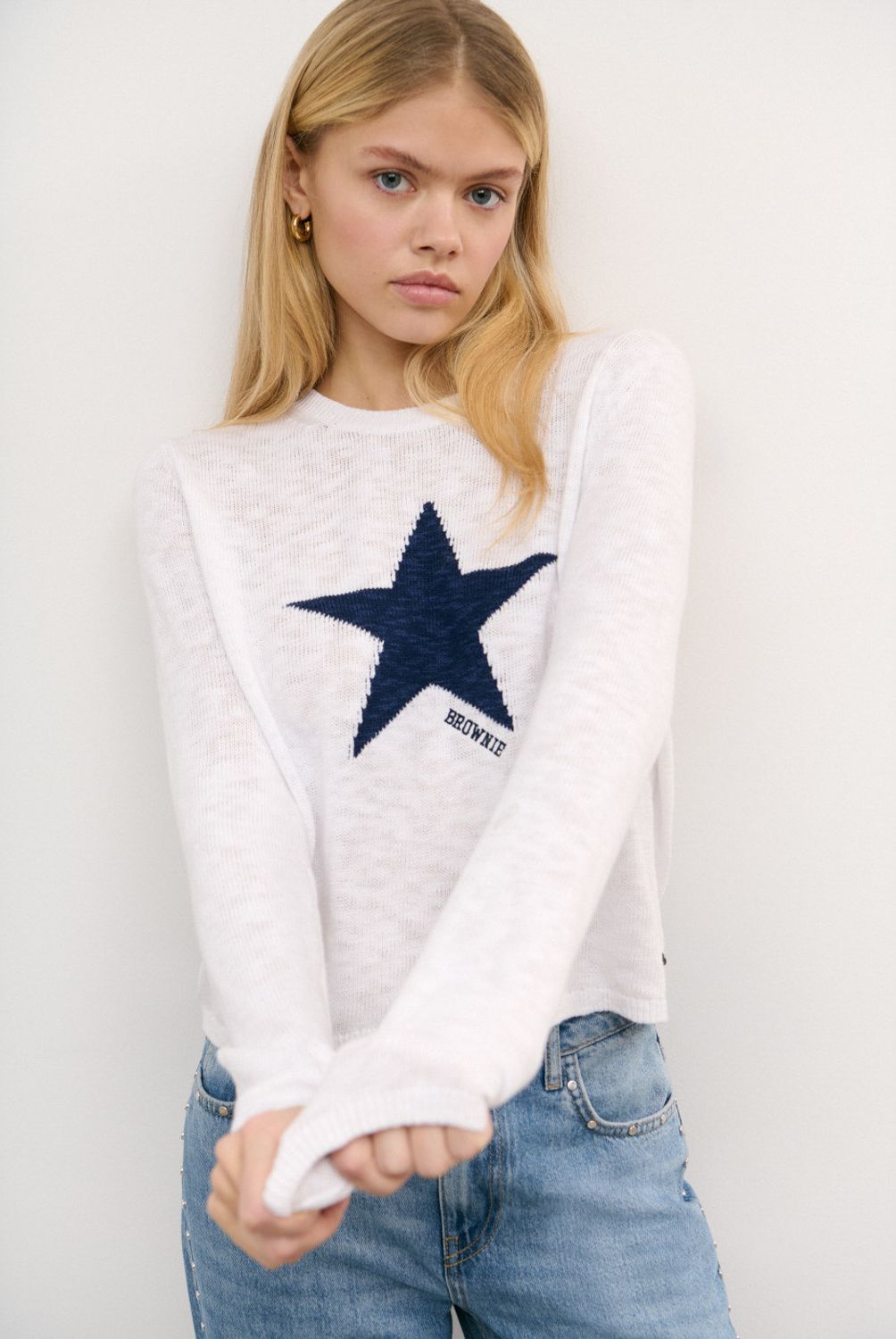 BROWNIE - Sweater Estrella Crudo+Navy Mujer Brownie