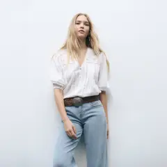 BROWNIE - Blusa Romántica Manga Volumen Mujer