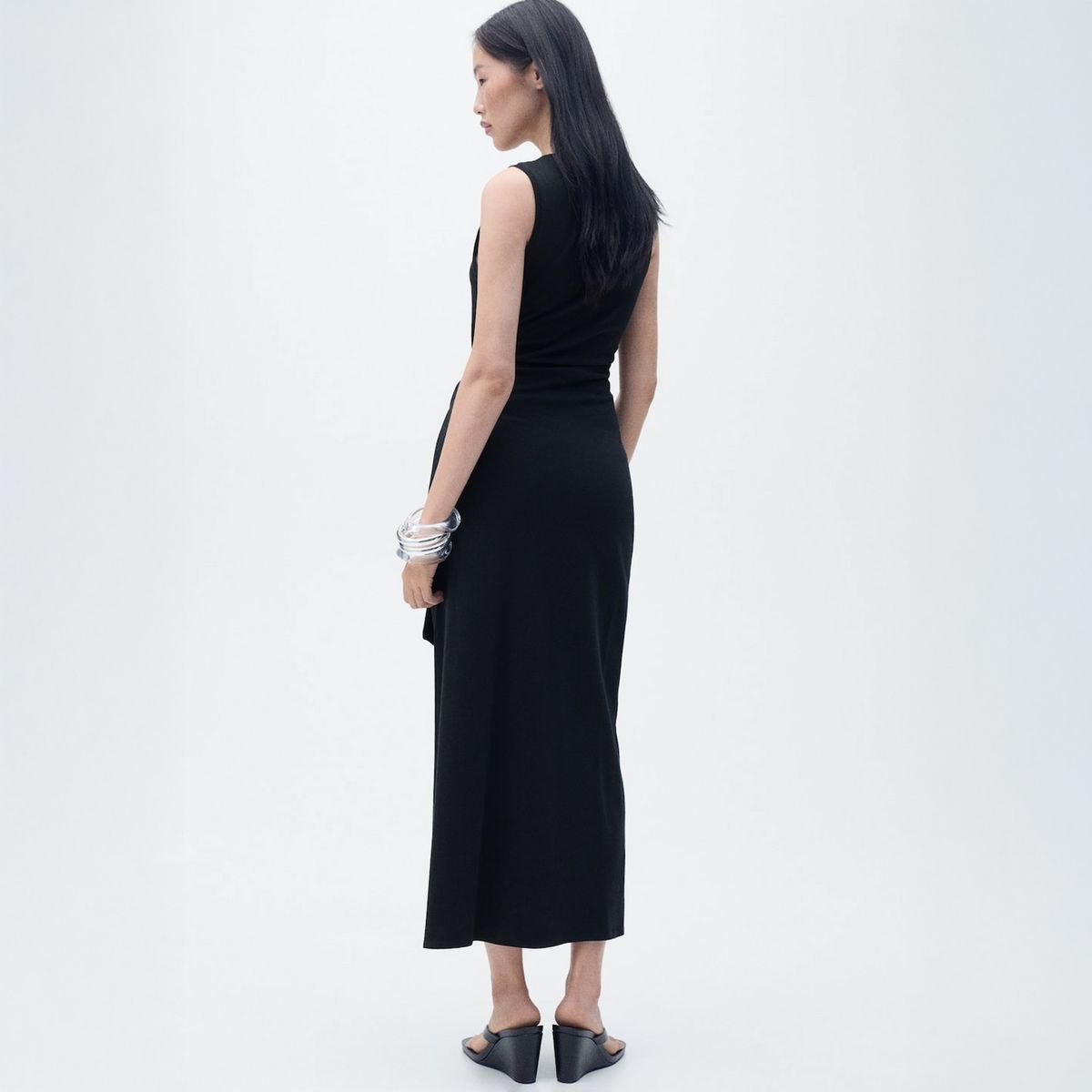 MANGO - Vestido Midi Algodón Nudo Mujer Mango