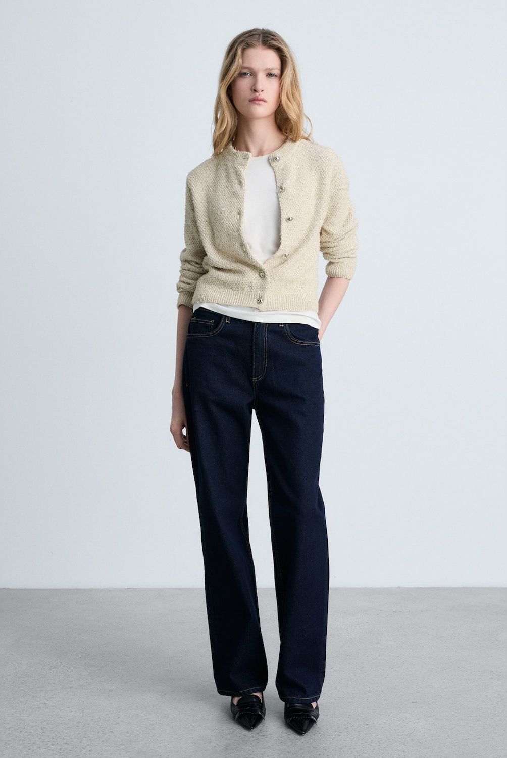 MANGO - Chaqueta Punto Grueso Botones Mujer Mango