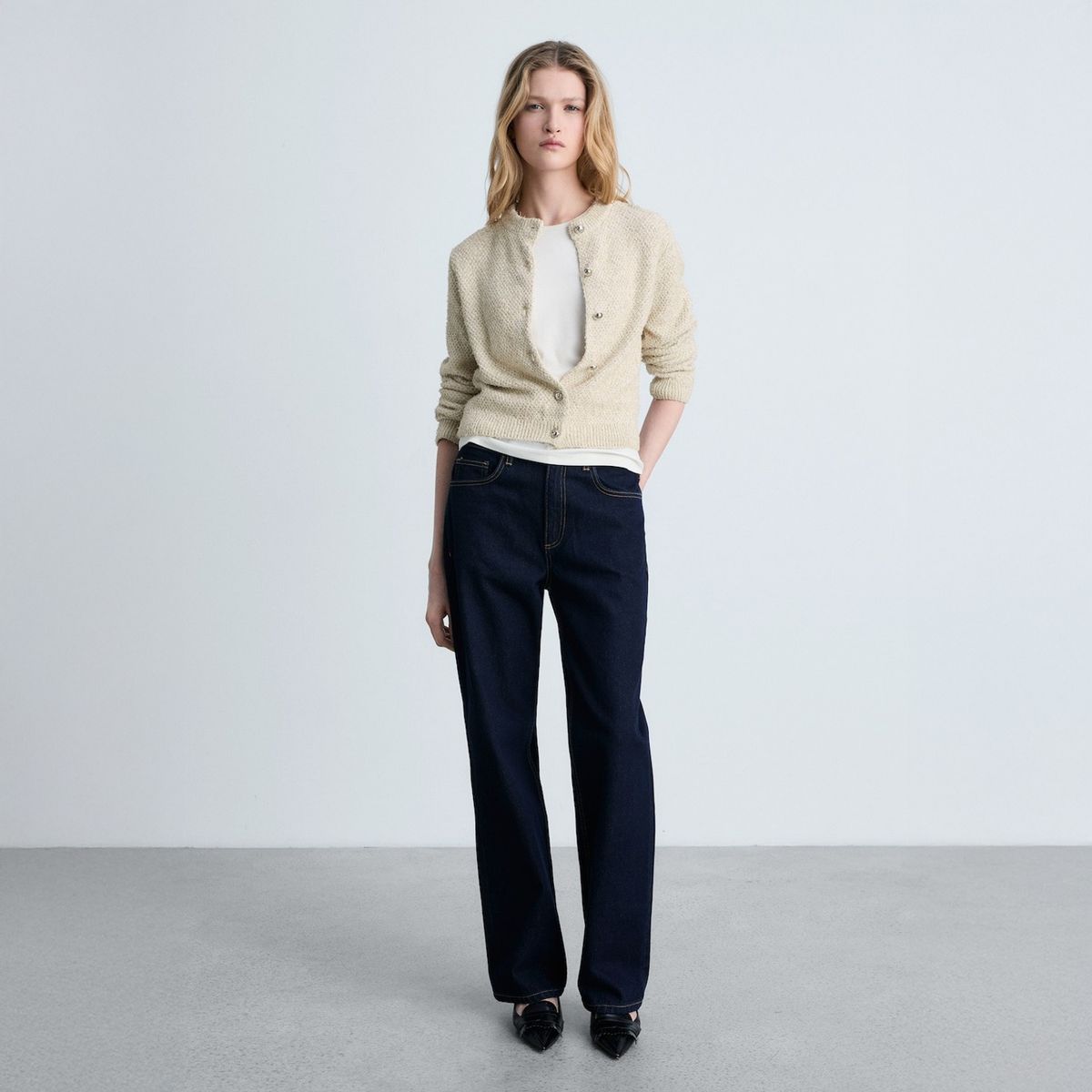 MANGO - Chaqueta Punto Grueso Botones Mujer Mango