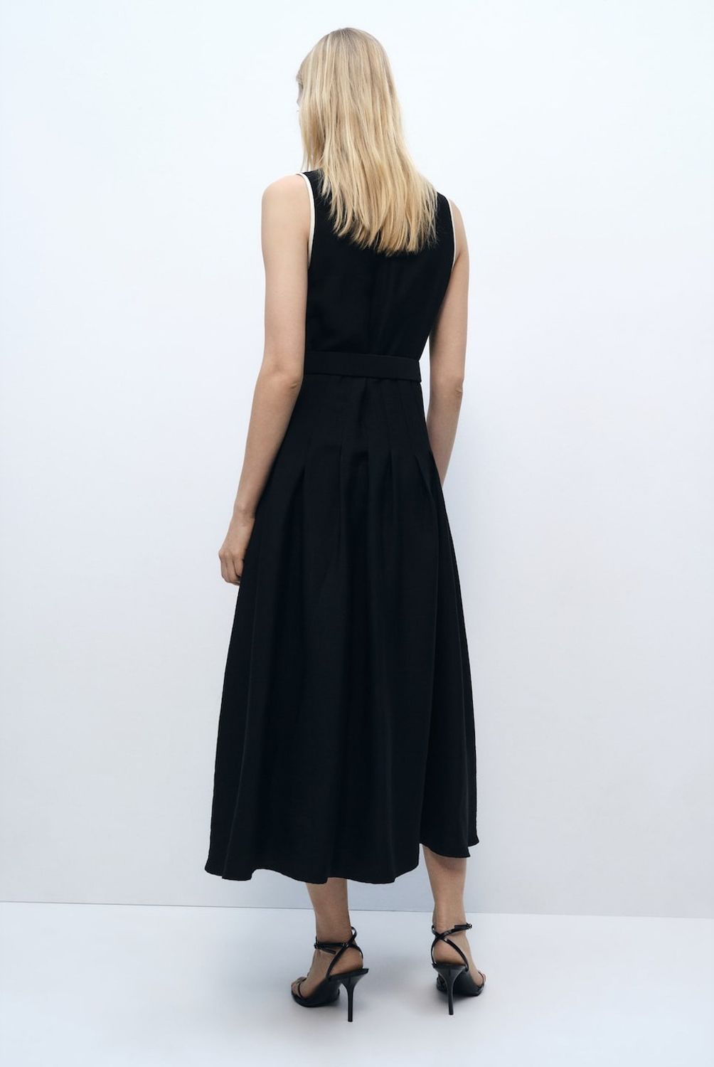 MANGO - Vestido Midi Evasé Cinturón Mujer Mango