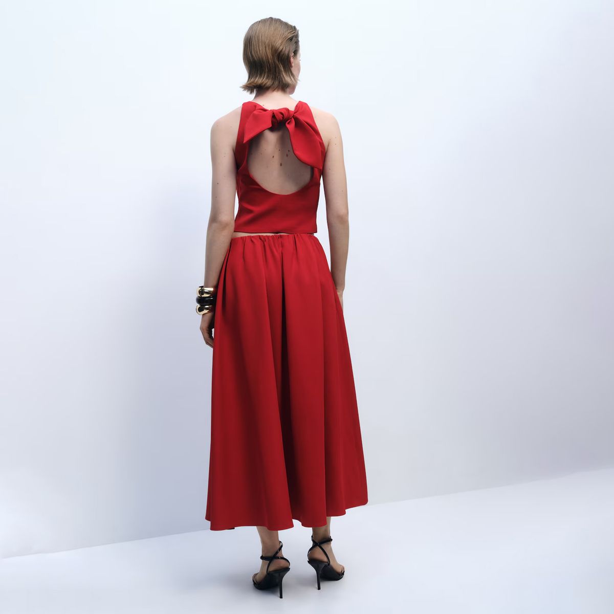 MANGO - Falda Larga Cintura Fruncida Mango