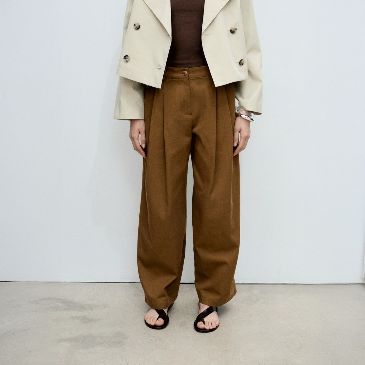 MANGO - Pantalón Wideleg Mezcla Algodón Y Lyocell Mujer Mango