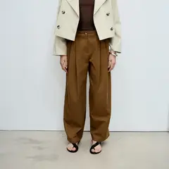 MANGO - Pantalón Wideleg Mezcla Algodón Y Lyocell Mujer