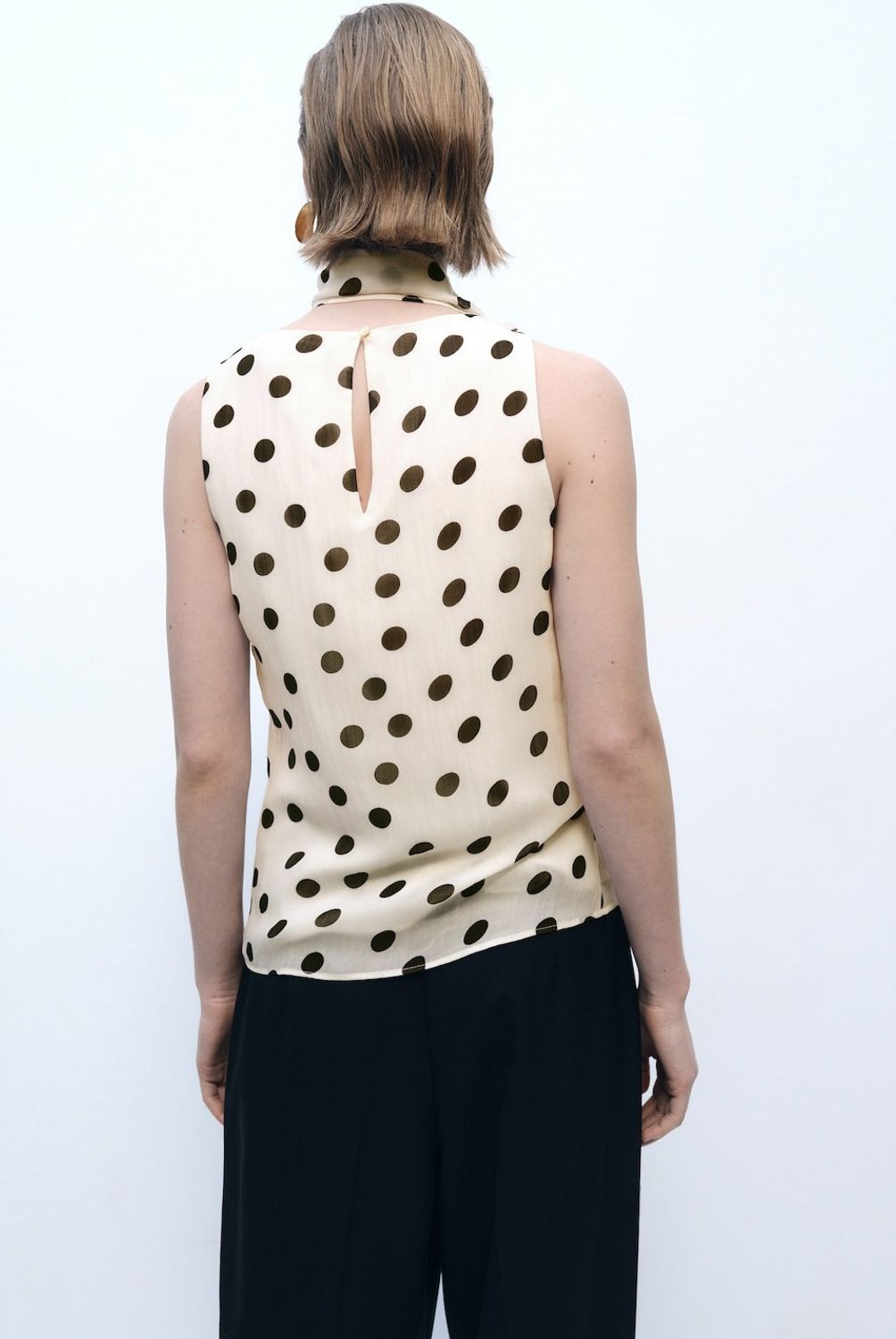 MANGO - Blusa Topos Cuello Envolvente Mujer Mango