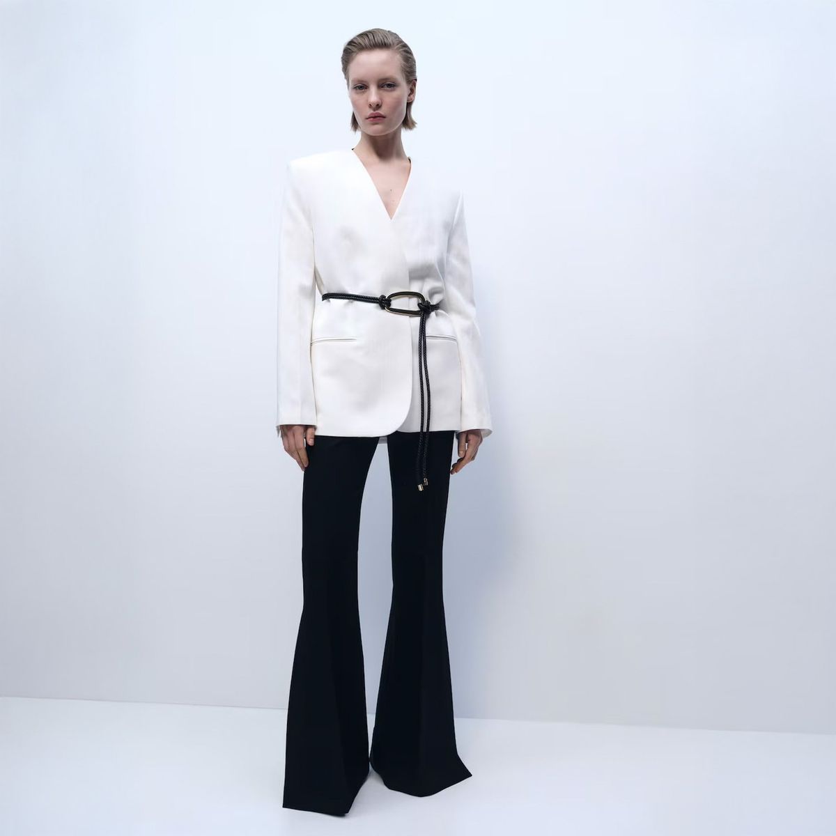 MANGO - Pantalón Traje Maxi Wideleg Mujer Mango