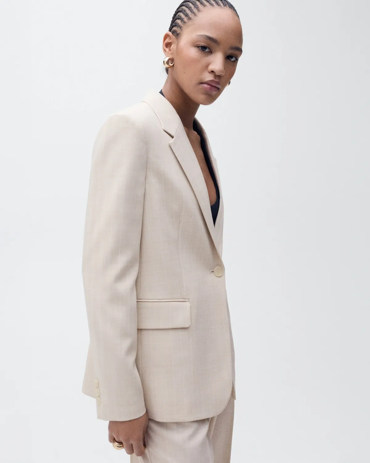 Traje De Chaqueta Mujer Verde Mango MANGO Blazer Traje Estructura - Main Image