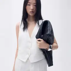 MANGO - Chaleco Traje Lino Mujer
