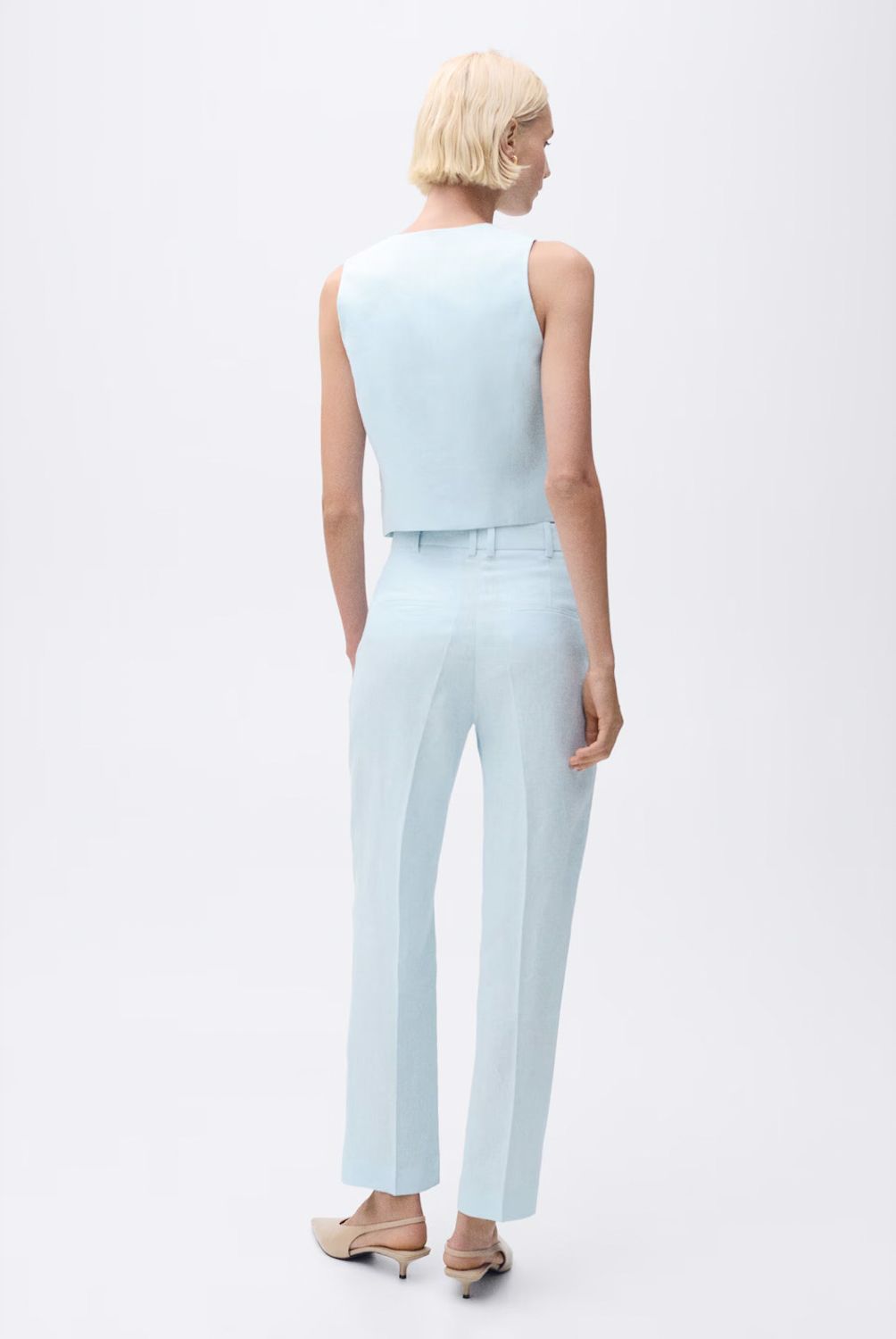 MANGO - Chaleco Traje Lino Mujer Mango