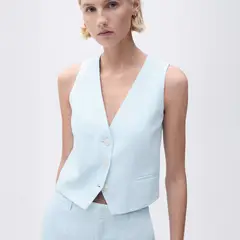 MANGO - Chaleco Traje Lino Mujer