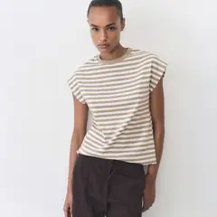 MANGO - Polera Manga Corta Rayas Mujer