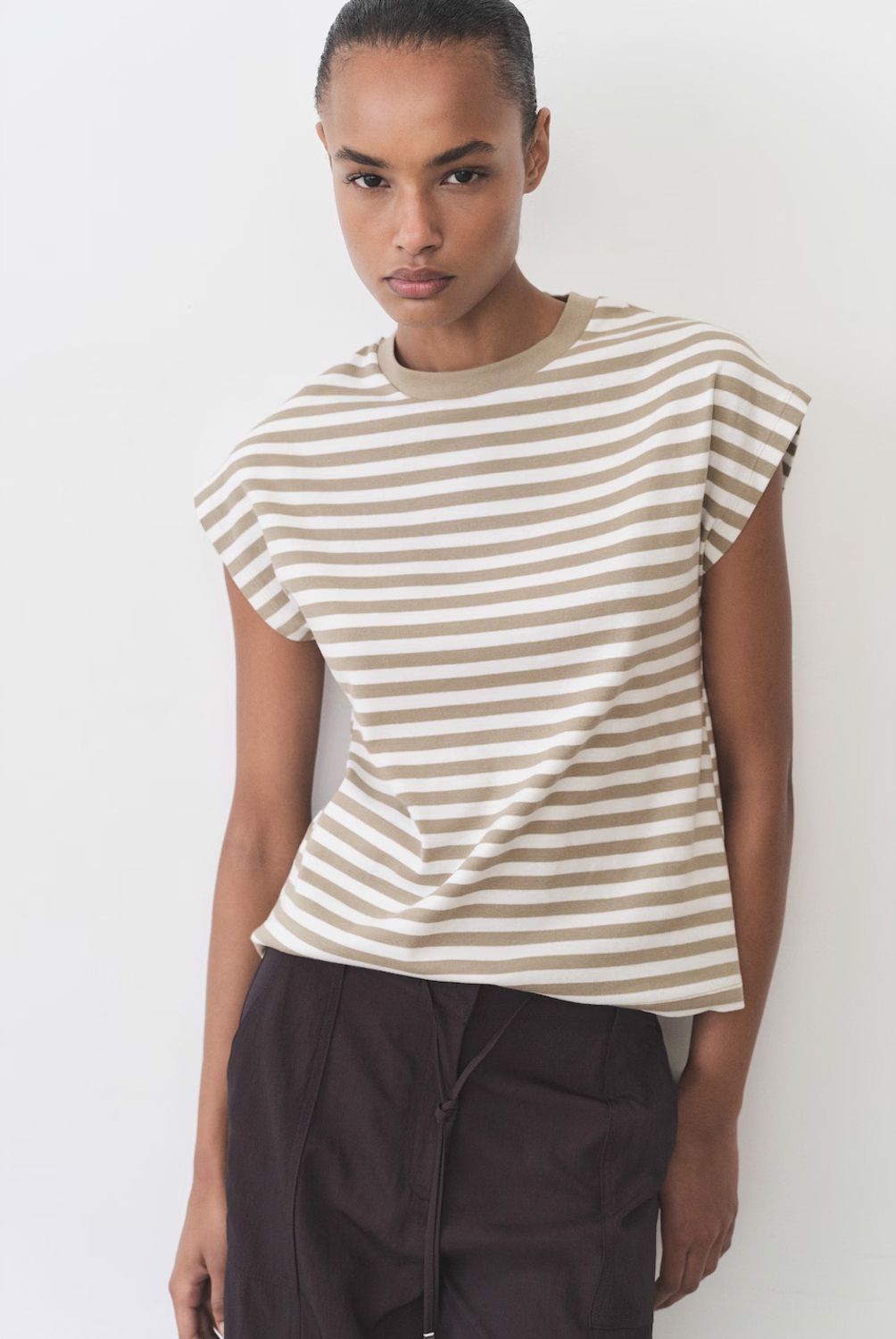 MANGO - Polera Manga Corta Rayas Mujer Mango