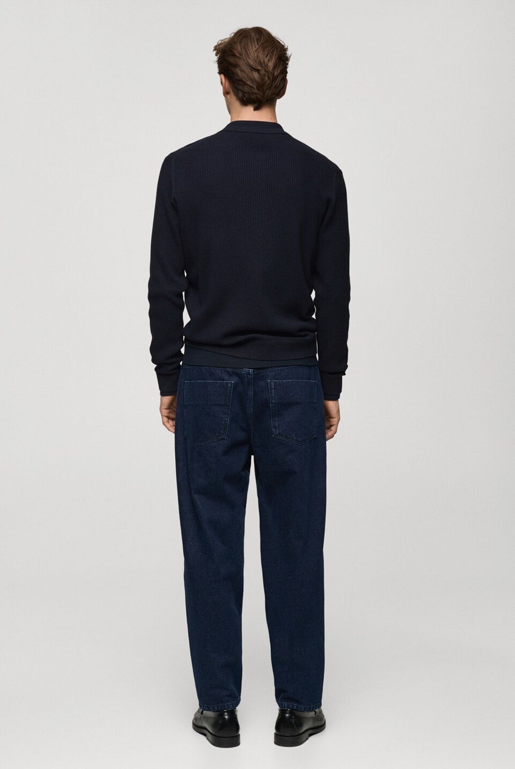 MANGO MAN - Jersey Polo Mezcla Algodón Canalé Hombre Mango Man