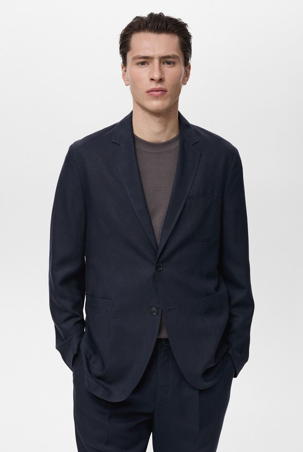 MANGO MAN - Blazer Delave Slim Fit Lino Hombre Mango Man