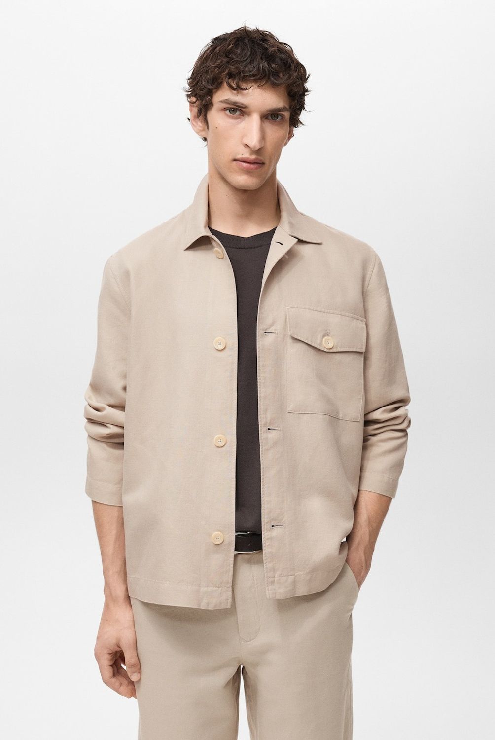 MANGO MAN - Chaqueta Lino Straight Fit Hombre Mango Man