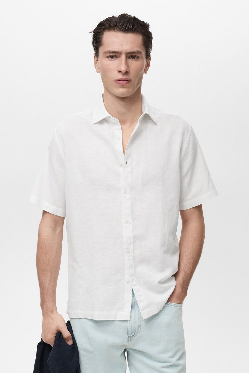 MANGO MAN - Camisa Ants Lino Manga Corta Hombre Mango Man