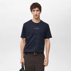 MANGO MAN - Polera Estampada Manga Corta Hombre