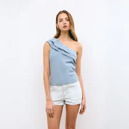 BROWNIE - Polera Algodón Doble Volante Voile Mujer