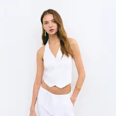 BROWNIE - Chaleco de Lino Halter Mujer