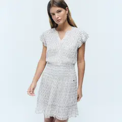 BROWNIE - Vestido Smock Cintura Sello Indio Mujer