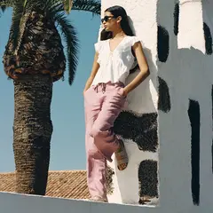 BROWNIE - Blusa Volantes Con Lino Mujer