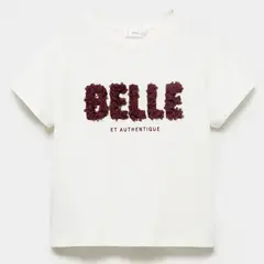 MANGO KIDS - Polera Mensaje Relieve Niña