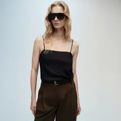 MANGO - Top Satinado Tirantes Finos Mujer