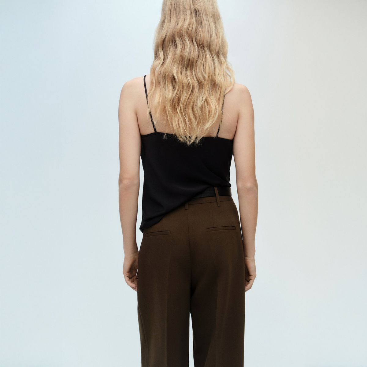 MANGO - Top Satinado Tirantes Finos Mujer Mango