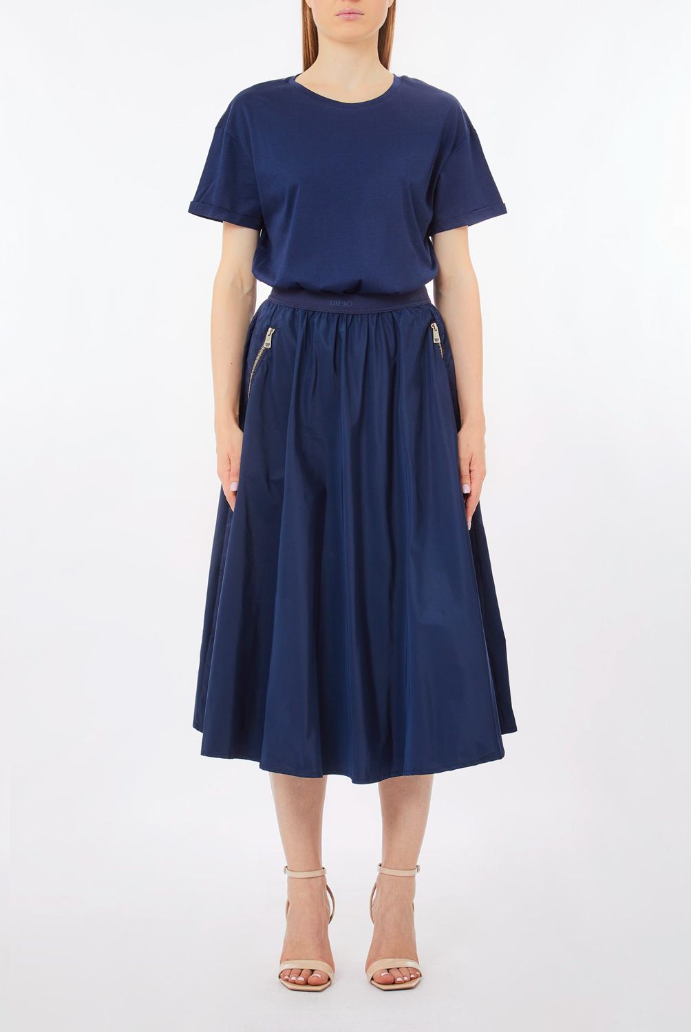 LIUJO - Vestido Manga Corta Midi Mujer Liujo