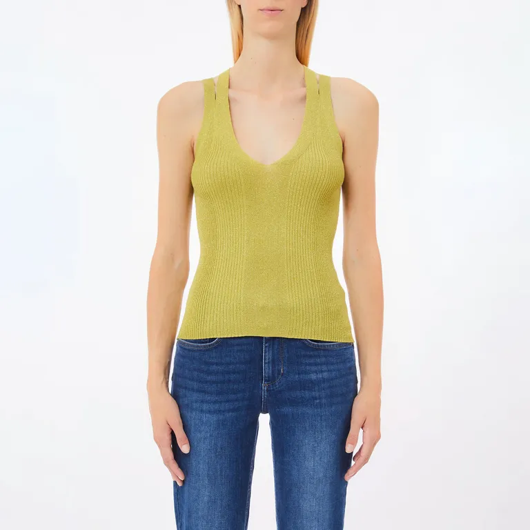 LIUJO Polera Tirantes Metálizado Mujer