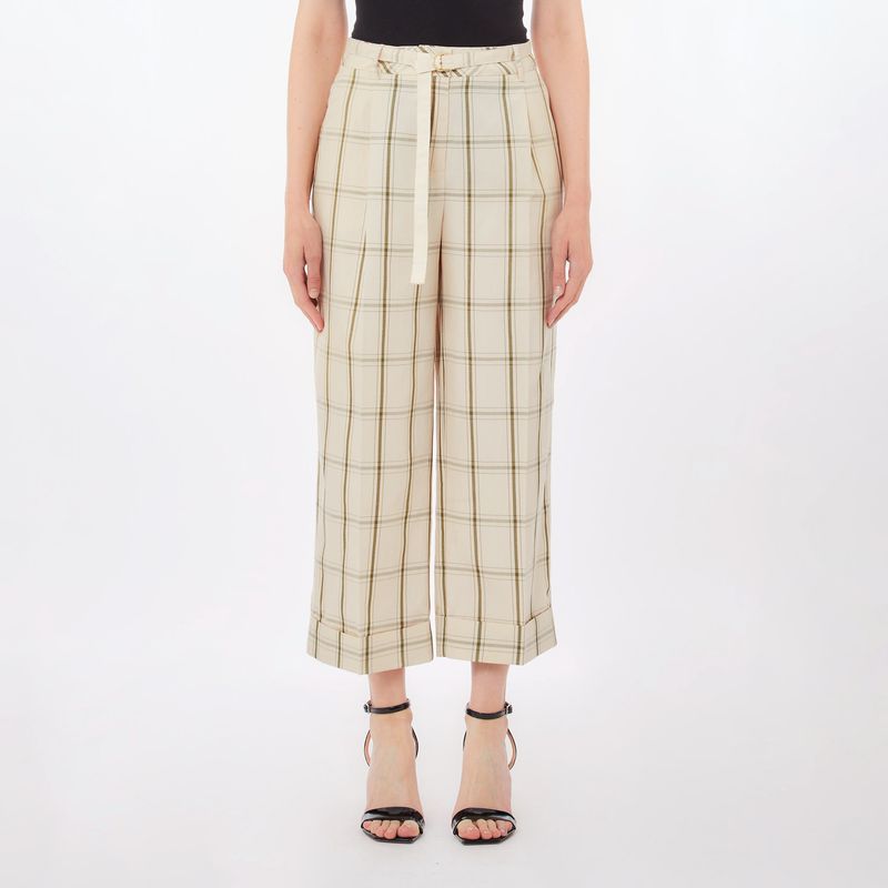 LIUJO - Pantalón Recto Cuadros Mujer Liujo